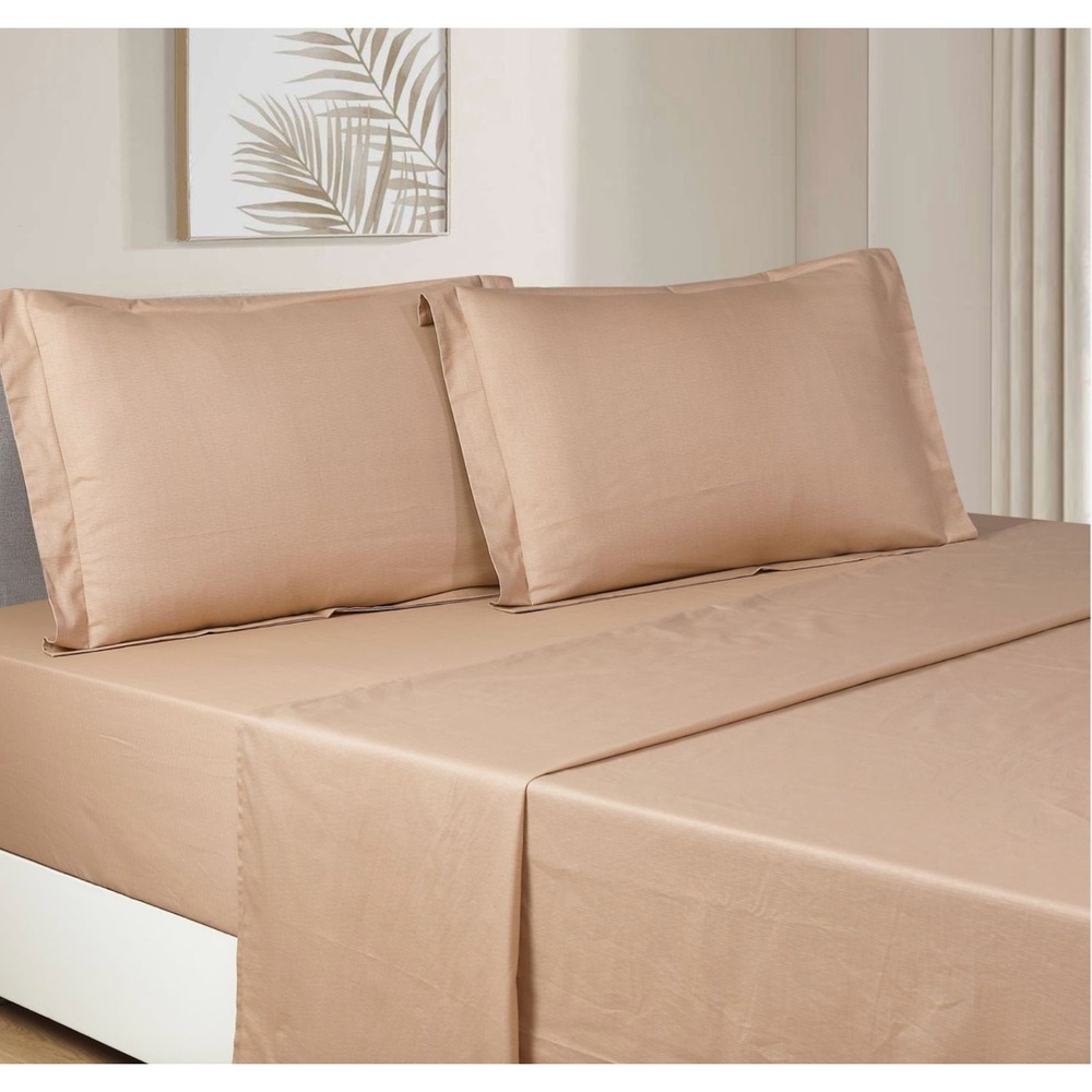 Demi-Dusk Brown 100% Cotton Sheet Set with Pillowcase King‎ Minimalist Luxury